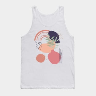 Abstract shapes lines and tropical leaves digital design Tank Top